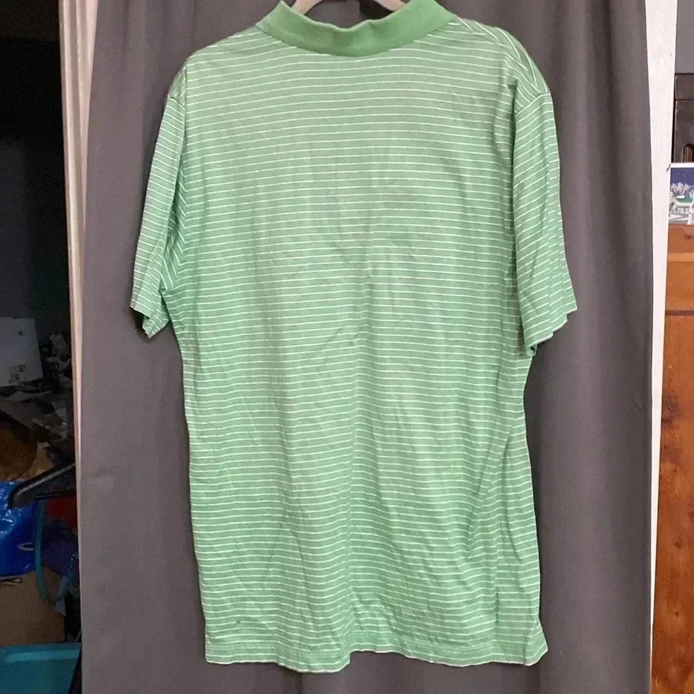 PETER MILLAR MENS SIZE LARGE‎ 100% COTTON POLO SHIRT LIGHT GREEN WHITE STRIPE - Picture 7 of 9